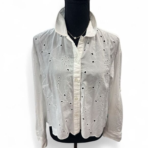 A new day 100% Cotton Eyelet Long Sleeve Button-Down Shirt - EUC - Picture 5 of 15